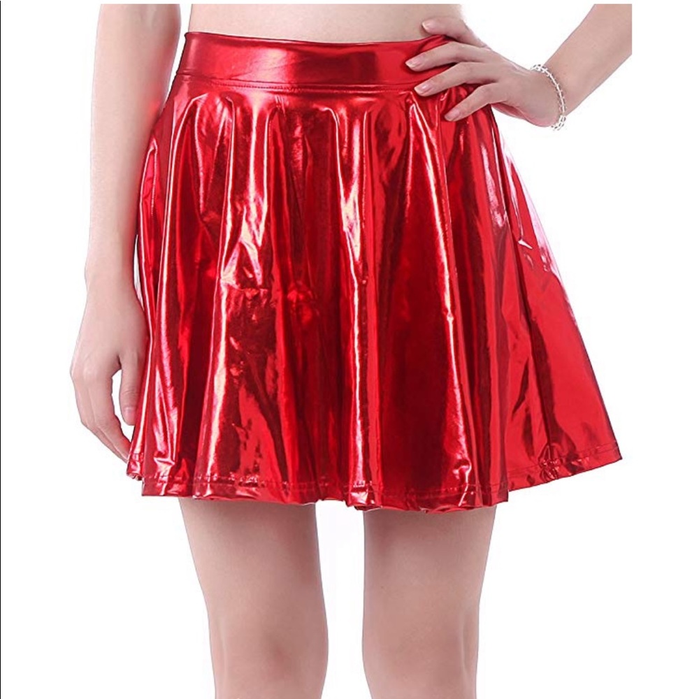 Red Metallic Skirt